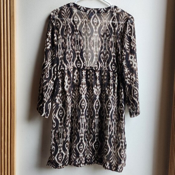 Bali Club Brown/Cream Native Tropical Print Tunic Size Medium - Picture 14 of 14